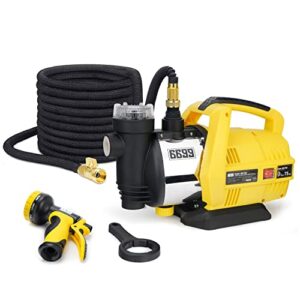 6699 shallow well pump and expandable garden hose with 10 function spray nozzle easy to install for lawn irrigation