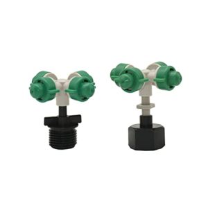 VIEUE Garden Drip Irrigation System Accessories 1/2 Female Greenhouse Atomization Nozzle Spray Atomization Nozzle Cross Mist Nozzle Drip Irrigation 2 Sets (Color : 1I2 Male)