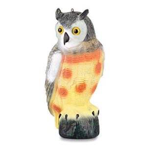 large scarecrow owl decoy statue by britenway – realistic fake owl outdoor pest & bird deterrent, hand-painted garden protector, scares away squirrels, pigeons, rabbits & more – 16,5” hollow design