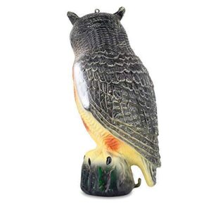 Large Scarecrow Owl Decoy Statue by briteNway – Realistic Fake Owl Outdoor Pest & Bird Deterrent, Hand-Painted Garden Protector, Scares Away Squirrels, Pigeons, Rabbits & More – 16,5” Hollow Design