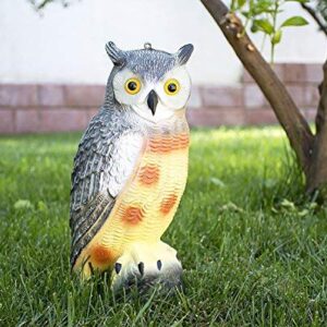 Large Scarecrow Owl Decoy Statue by briteNway – Realistic Fake Owl Outdoor Pest & Bird Deterrent, Hand-Painted Garden Protector, Scares Away Squirrels, Pigeons, Rabbits & More – 16,5” Hollow Design