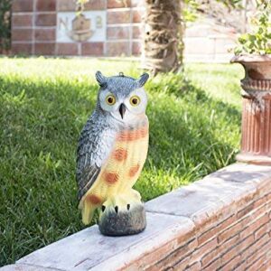 Large Scarecrow Owl Decoy Statue by briteNway – Realistic Fake Owl Outdoor Pest & Bird Deterrent, Hand-Painted Garden Protector, Scares Away Squirrels, Pigeons, Rabbits & More – 16,5” Hollow Design