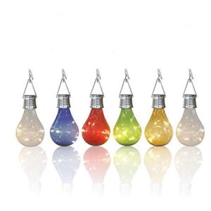 pearlstar solar light bulbs outdoor waterproof garden camping hanging led light lamp bulb globe hanging lights for home yard christmas party holiday decorations (6 pack-solar light bulbs)