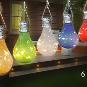 pearlstar Solar Light Bulbs Outdoor Waterproof Garden Camping Hanging LED Light Lamp Bulb Globe Hanging Lights for Home Yard Christmas Party Holiday Decorations (6 Pack-Solar Light Bulbs)