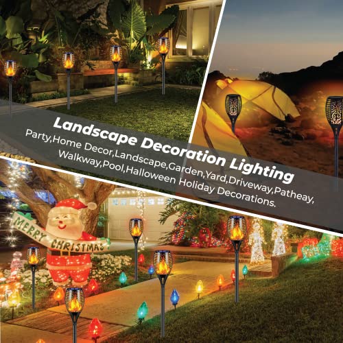 XODO Solar Outdoor Lights, FL1 4 Pack Solar Torch with Flickering Flames, Solar Garden Lights, Waterproof Solar Powered Outdoor Lights, Decorations, 100 LEDs Mini Torch Light for Yard, Pathway, Porch