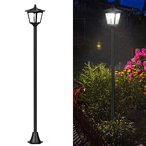 Melunar 68.5" Solar Lamp Post Lights, Waterproof Outdoor Solar Powered Vintage Street Lights for Backyard, Patio, Garden, Lawn, Pathway, Driveway, 2 Modes