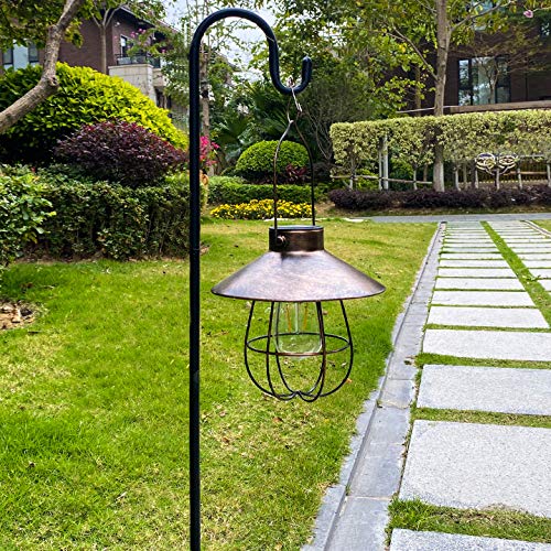 Solar Lantern Outdoor Hanging Lights Waterproof Garden Decor Led Metal Landscape Hanging Lantern for Patio Garden Porch Backyard (Copper 04)