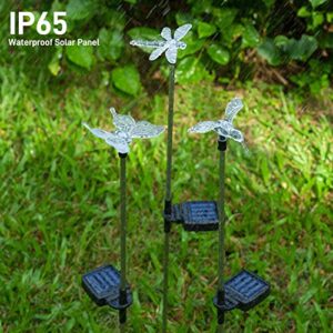 Solar Garden Lights - 3 Pack Solar Stake Light, Color Changing Solar Powered Decorative Landscape Lighting Hummingbird Butterfly Dragonfly for Outdoor Path, Yard, Lawn, Lawn, Halloween, Christmas