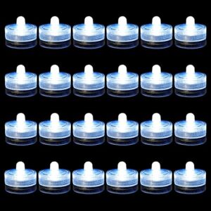 idyl light submersible led lights, white waterproof flameless candle tea lights, underwater mini pool lights battery operated tealights for wedding home vase festival party decoration, 24 pcs
