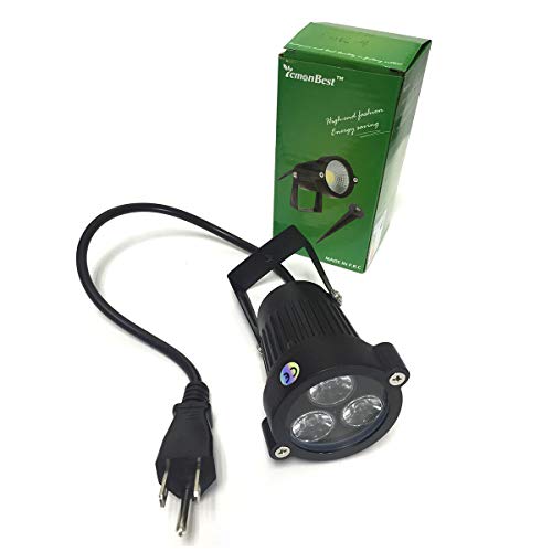 OurLeeme 3*3W LED Lawn Garden Flood Light US Plug Yard Patio Path Spotlight Lamp with Spike Waterproof Green Light AC 85-265V