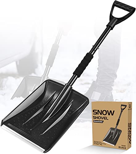 Snow Shovel for Driveway, Portable Snow Shovel with Handle and Large Capacity for Snow Removal, Lightweight Sport Detachable Shovel for Car Emergency Camping Garden