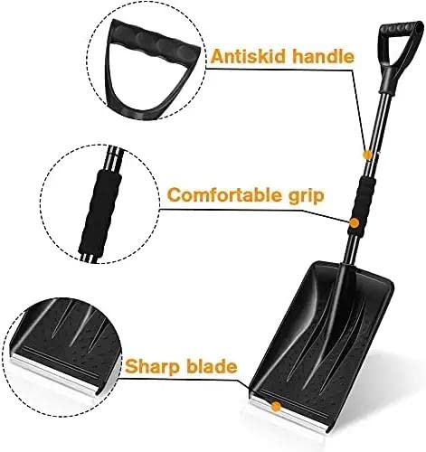 Snow Shovel for Driveway, Portable Snow Shovel with Handle and Large Capacity for Snow Removal, Lightweight Sport Detachable Shovel for Car Emergency Camping Garden