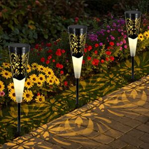dlaoum solar pathway lights 8 pack,color changing&warm white solar lights outdoor,ip65 waterproof solar garden lights solar powered led landscape lighting for patio, lawn, yard decoration
