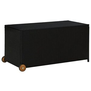 loibinfen patio storage box black patio garden outdoor storage container for toys, furniture deck box 47.2″x25.6″x24″ poly rattan (weight:30.86 lbs)