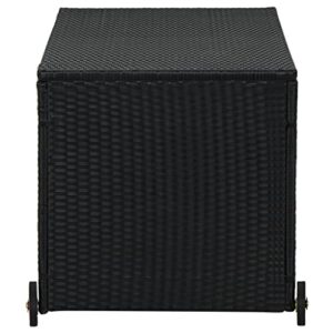 loibinfen Patio Storage Box Black Patio Garden Outdoor Storage Container for Toys, Furniture Deck box 47.2"x25.6"x24" Poly Rattan (Weight:30.86 lbs)