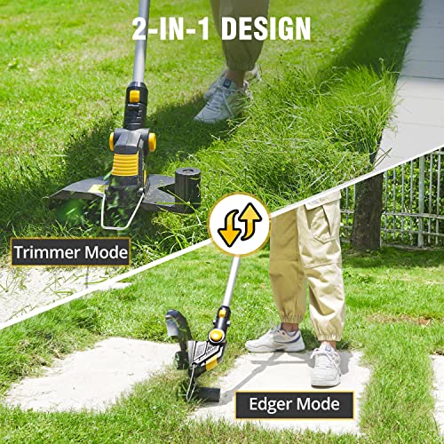 NaTiddy Cordless String Trimmer,12 Inch 4.0Ah Battery Powered Weed Wacker 20v Electric Weed Eater, 2 in1 Battery Weed Trimmer Edger Lightweight Grass Trimmer for Home Garden, Lawn, Yard, Trimming