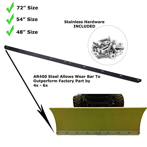 USA Made Heavy Duty 54" Snow Plow Blade Edge with Mounting Equipment | Wear Bar Cutting Edge Replacement | 4-6x Longer Life Than Factory Blade