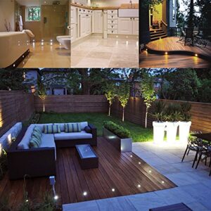 LED Deck Lights Kit 12V Low Voltage Waterproof IP67 Warm White Recessed Deck Lighting In Ground Light for Step Stair Garden Patio Wood Floor Outdoor Landscape Accent Lights Fixtures(Pack of 10)