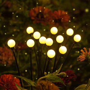 huyieno 2pack solar garden lights firefly decorative lights sway by wind for yard patio pathway decoration (warm white)