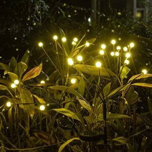 HUYIENO 2pack Solar Garden Lights Firefly Decorative Lights Sway by Wind for Yard Patio Pathway Decoration (Warm White)