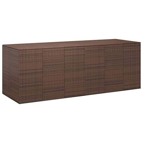 loibinfen Outdoor Patio Garden Storage Box Large Deck Box PE Rattan Patio Storage Box Garden Storage Chest Container Storage Organizer Cabinet for Lawn Backyard,114.6"x39.6"x40.9" Brown