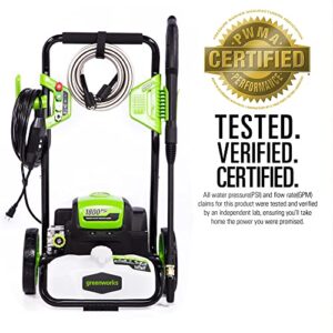 Greenworks 1800 PSI 1.2 GPM Pressure Washer (Open Frame) PWMA Certified