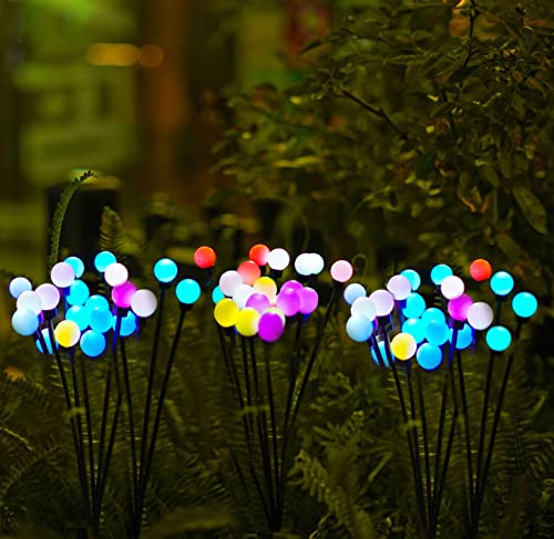 WZUZUD 3PCS Solar Starburst Swaying Garden Light,Solar Powered Firefly Lights Outdoor Waterproof,Swaying Decorative String Lights When The Wind Blows