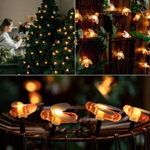 oopswow Solar String Lights 2Pack 30LED Outdoor Waterproof Simulation Honey Bees Decor for Garden Fence Patio Yard Tree Xmas Decorations,Warm White