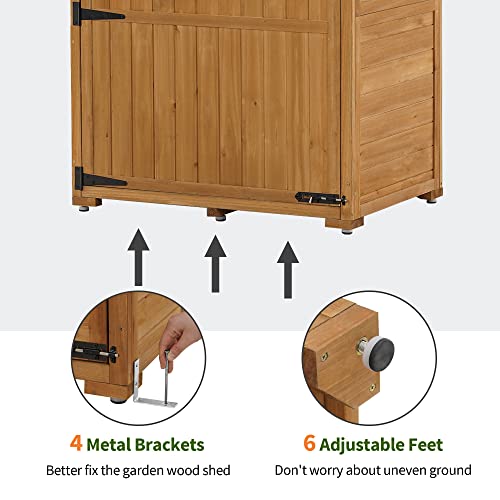 MCombo Large Outdoor Storage Cabinet with Folding Table, Oversize Garden Tool Shed with Shelves, Tall Outdoor Storage Shed with Lock for Patio and Yard (35.4x23.6x74 inch) 1965 (Natural)