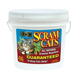 epic scram for cats outdoor organic all natural granular animal repellent garden and yard protector, repels with scent, 6 pound bucket