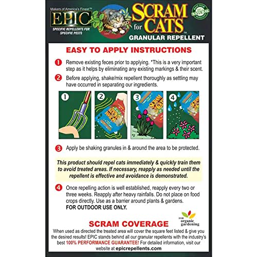 Epic Scram for Cats Outdoor Organic All Natural Granular Animal Repellent Garden and Yard Protector, Repels with Scent, 6 Pound Bucket