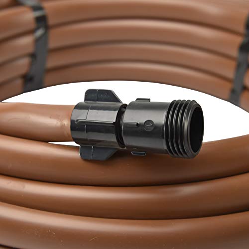 Raindrip SDT50P 5/8, Preassembled with Hose Thread Swivel Adapter and End Plug, Brown Polyethylene, 50 ft. Poly Supply Tubing