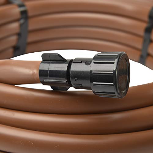 Raindrip SDT50P 5/8, Preassembled with Hose Thread Swivel Adapter and End Plug, Brown Polyethylene, 50 ft. Poly Supply Tubing