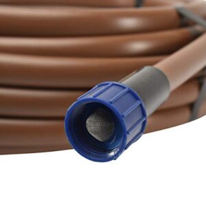 Raindrip SDT50P 5/8, Preassembled with Hose Thread Swivel Adapter and End Plug, Brown Polyethylene, 50 ft. Poly Supply Tubing