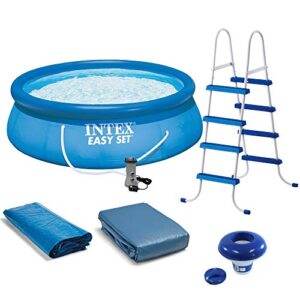 intex 15′ x 4’ inflatable pool, ladder, pump and hydrotools chlorine dispenser