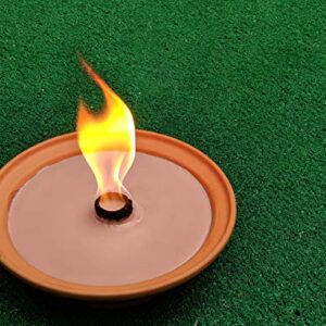 Hyoola 5 Hour Outdoor Firebowl Candle - Unscented Large Flame Wick in Terra Cotta Bowl - Insect and Mosquito Repellent Effect - for Table, Patio, Yard, Camping, Outdoors - Peach.