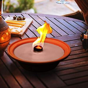 Hyoola 5 Hour Outdoor Firebowl Candle - Unscented Large Flame Wick in Terra Cotta Bowl - Insect and Mosquito Repellent Effect - for Table, Patio, Yard, Camping, Outdoors - Peach.