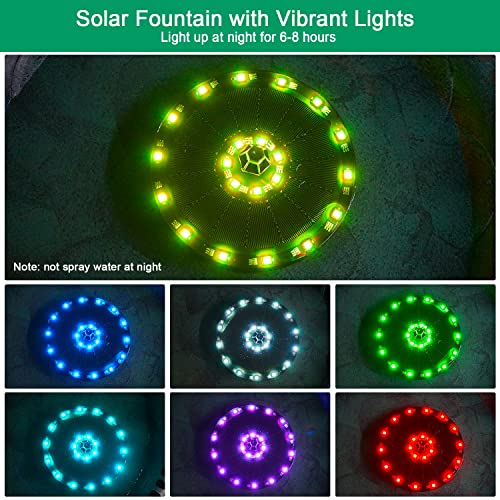 GAIZERL Solar Fountain Glass Panel and 3.5W Solar Water Fountain with 21 LED Lights, Solar Fountain Pump for Bird Bath with 4 DIY Stickers & 7 Nozzles for Garden Outdoor