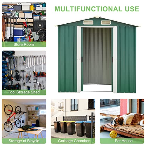 6'x4' Storage Shed Utility Steel Tool Sheds with Sliding Door for Garden Backyard Lawn Patio House Building