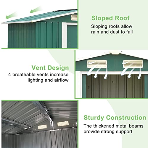 6'x4' Storage Shed Utility Steel Tool Sheds with Sliding Door for Garden Backyard Lawn Patio House Building