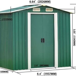 6'x4' Storage Shed Utility Steel Tool Sheds with Sliding Door for Garden Backyard Lawn Patio House Building