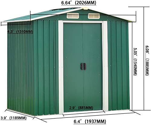 6'x4' Storage Shed Utility Steel Tool Sheds with Sliding Door for Garden Backyard Lawn Patio House Building