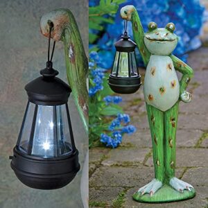 bits and pieces – frog solar lantern – green garden outdoor animal statue solar light