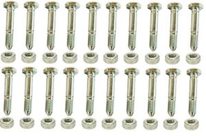 lawn & garden amc 20 shear pins with lock nuts compatible with ariens 532005 53200500 05907100 51001600, also compatible with john deere am123342
