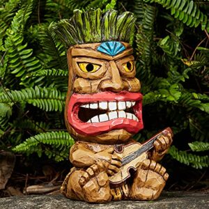 yiosax solar lights waterproof outdoor garden decor- easter garden guitar tiki statues for patio lawn yard decorations | auto on/off & long working hours(10.43inch tall)