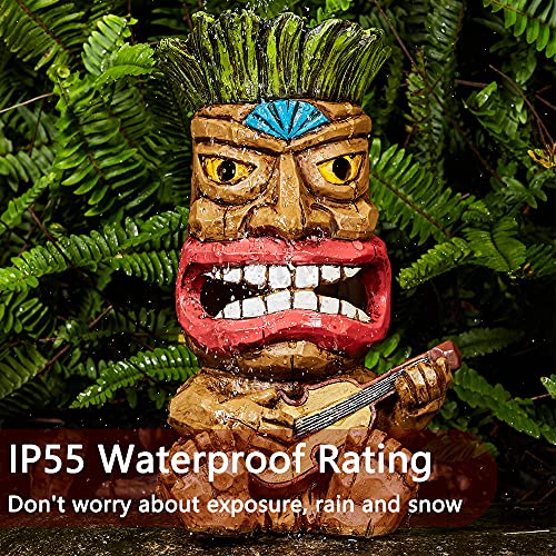 Yiosax Solar Lights Waterproof Outdoor Garden Decor- Easter Garden Guitar Tiki Statues for Patio Lawn Yard Decorations | Auto On/Off & Long Working Hours(10.43inch Tall)