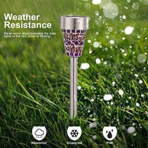 SUNWIND Solar Garden Lights Outdoor Decorative Mosaic Glass Pathway Lights White LED Solar Landscape Lights Waterproof for Lawn Path Patio Yard Walkway