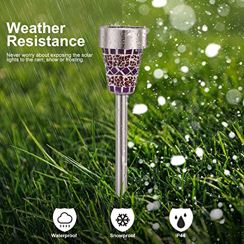 SUNWIND Solar Garden Lights Outdoor Decorative Mosaic Glass Pathway Lights White LED Solar Landscape Lights Waterproof for Lawn Path Patio Yard Walkway