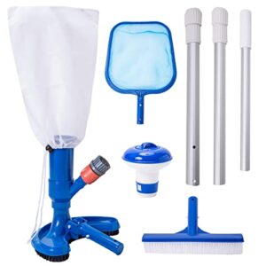 yashine pool cleaning kit pool vacuum cleaning head with brush head shallow water leaf net with 3 sections of aluminum rod professional pool cleaning kit for ground pool spas pond