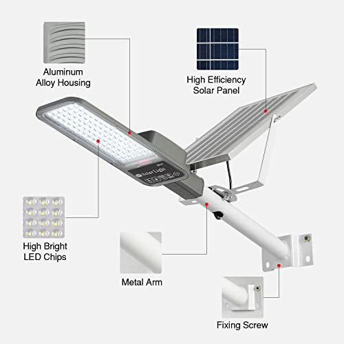 Vikrami 300W Solar Street Lights Outdoor Waterproof 30000LM, Dusk to Dawn, with Motion Sensor and Remote Control, Suitable for courtyards, Gardens, Streets, Garage, etc. Wall or Pole Mount